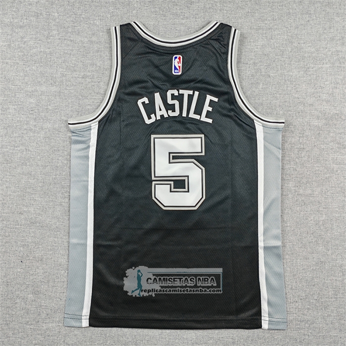 Camiseta Nino San Antonio Spurs Stephon Castle NO 5 Icon 2025-26 Negro